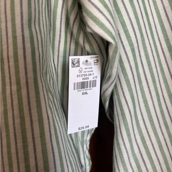 NWT Old Navy Cropped Button-Down White and Green Striped Shirt | Women’s XXL - Picture 5 of 16